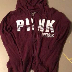 Maroon PINK zippered hoodie